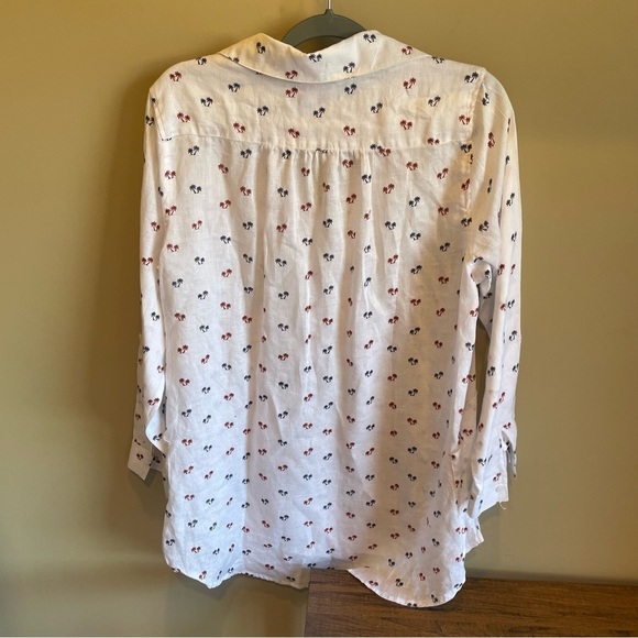 Forcynthia Beachwear 100% linen cover up - red, white, blue palm trees Large - Picture 5 of 5